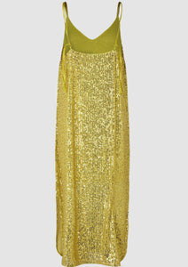 Shine On Slip Dress - Golden Olive