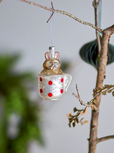 Gold Mouse Glass Ornament