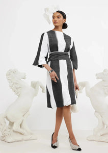 MAKYBE DIVA MINI DRESS - Black & White Stripes