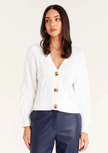 Cotton Cable Cardigan - White