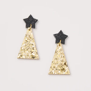 Christmas Tree Earrings - Black / gold