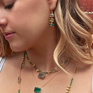 Green Aventurine bead necklace with labradorite pendant