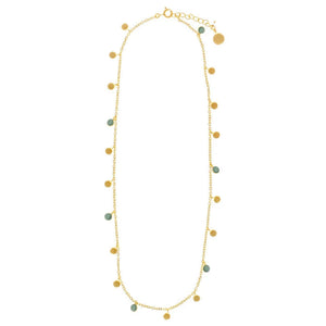 Green Aventurine  & gold disc necklace