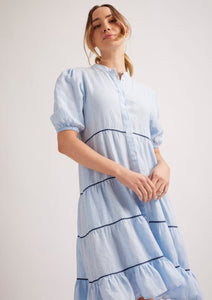MARCELLA HOUNDSTOOTH DRESS - Pale Blue