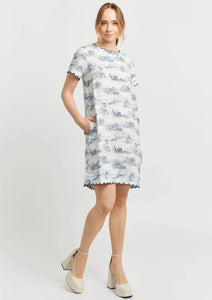 MOD LINEN DRESS IN FRENCH TOILE - Navy