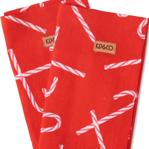 Candy Cane Red Linen 4P Napkin Set