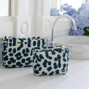 Navy Leopard Cosmetic Bag