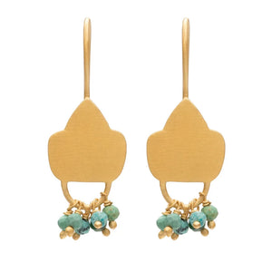 Gold plate Turquoise shield earrings