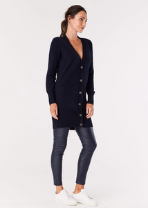 Pure Cashmere Long Cardigan - Navy